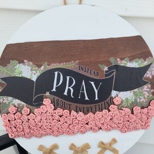 Floral Pray Wall Decor with Pink Accents